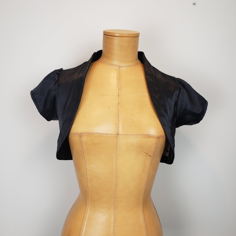 New Black Satin Bolero Jacket/ Shrug Size XSmall